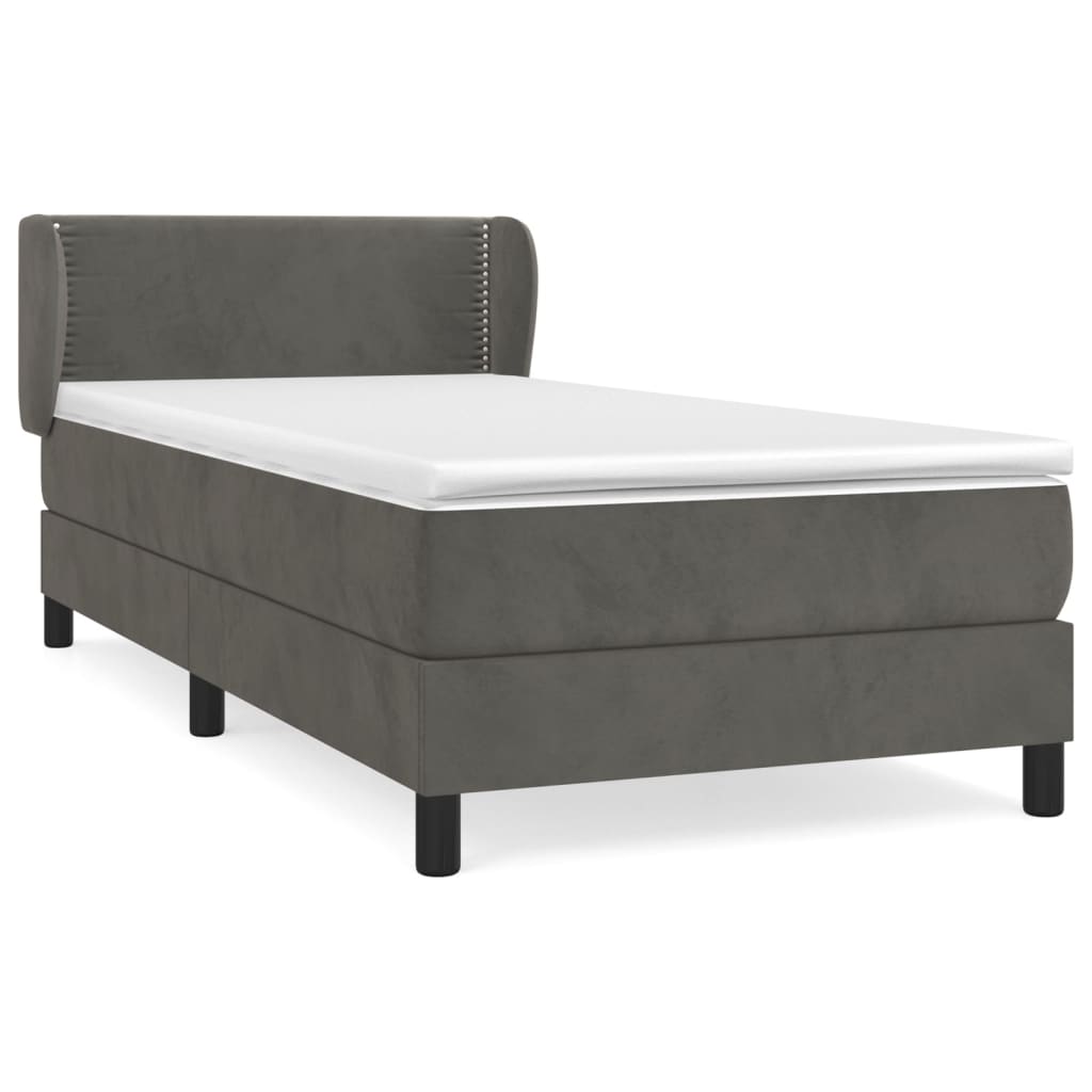 Box spring krevet s madracem tamnosivi 100x200 cm baršunasti
