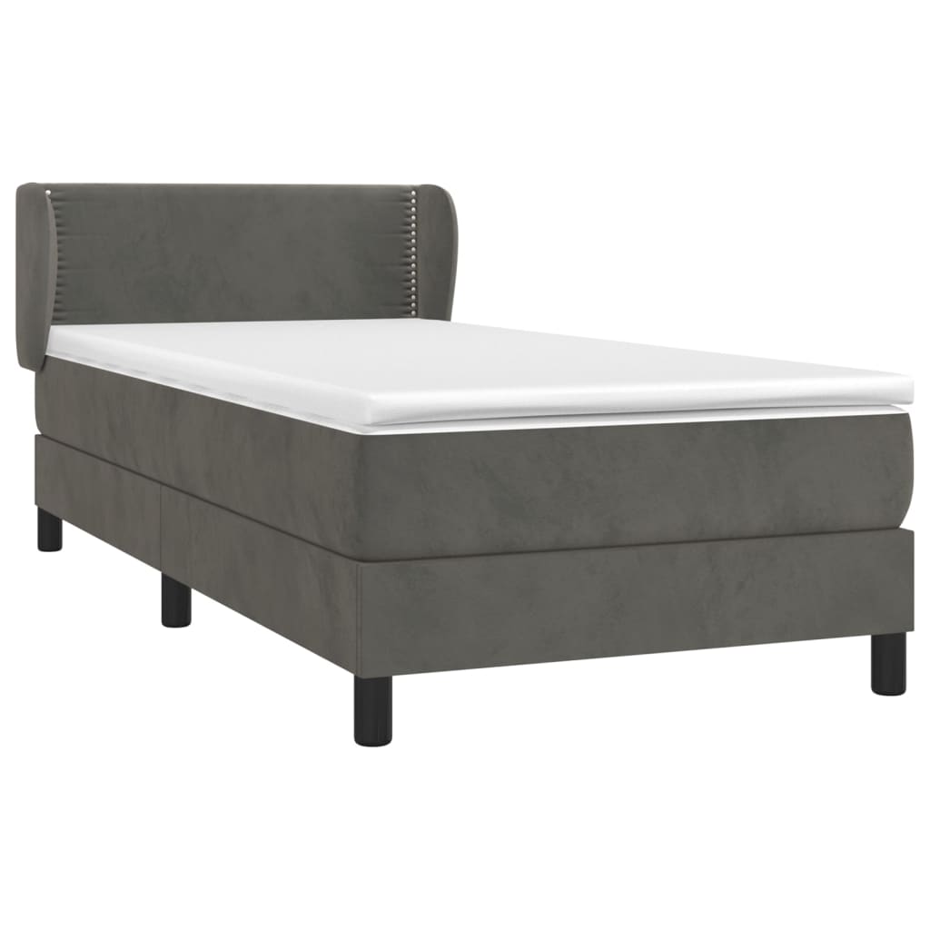 Box spring krevet s madracem tamnosivi 100x200 cm baršunasti