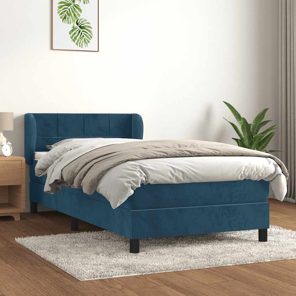 Box spring krevet s madracem tamnoplavi 80 x 200 cm baršunasti