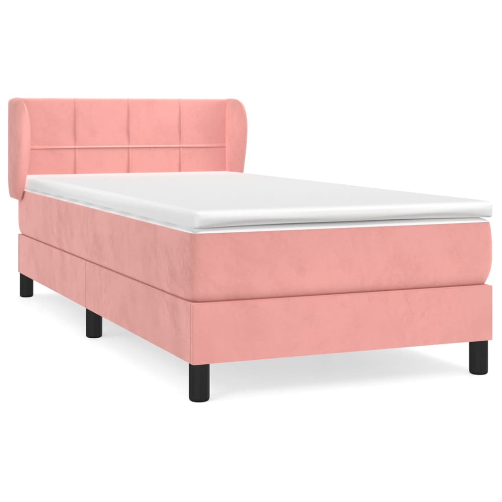 Box spring krevet s madracem ružičasti 90x200 cm baršunasti