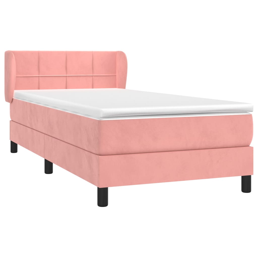 Box spring krevet s madracem ružičasti 90x200 cm baršunasti