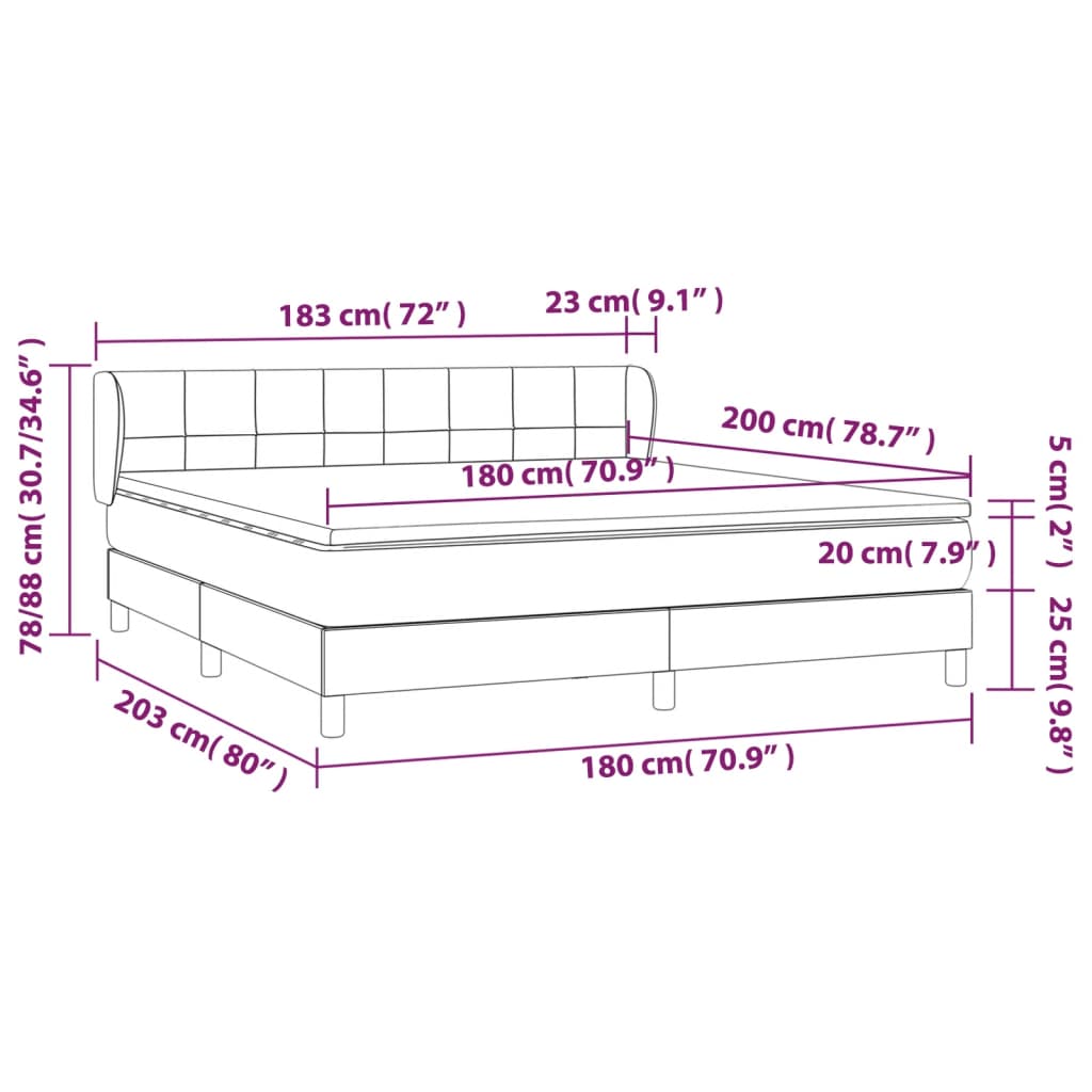 Krevet s oprugama i madracem tamnosivi 180x200 cm baršunasti