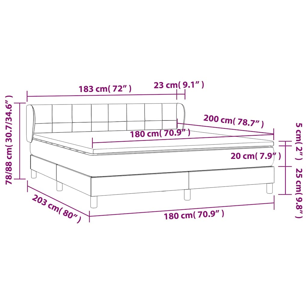 Krevet s oprugama i madracem tamnoplavi 180x200 cm baršunasti