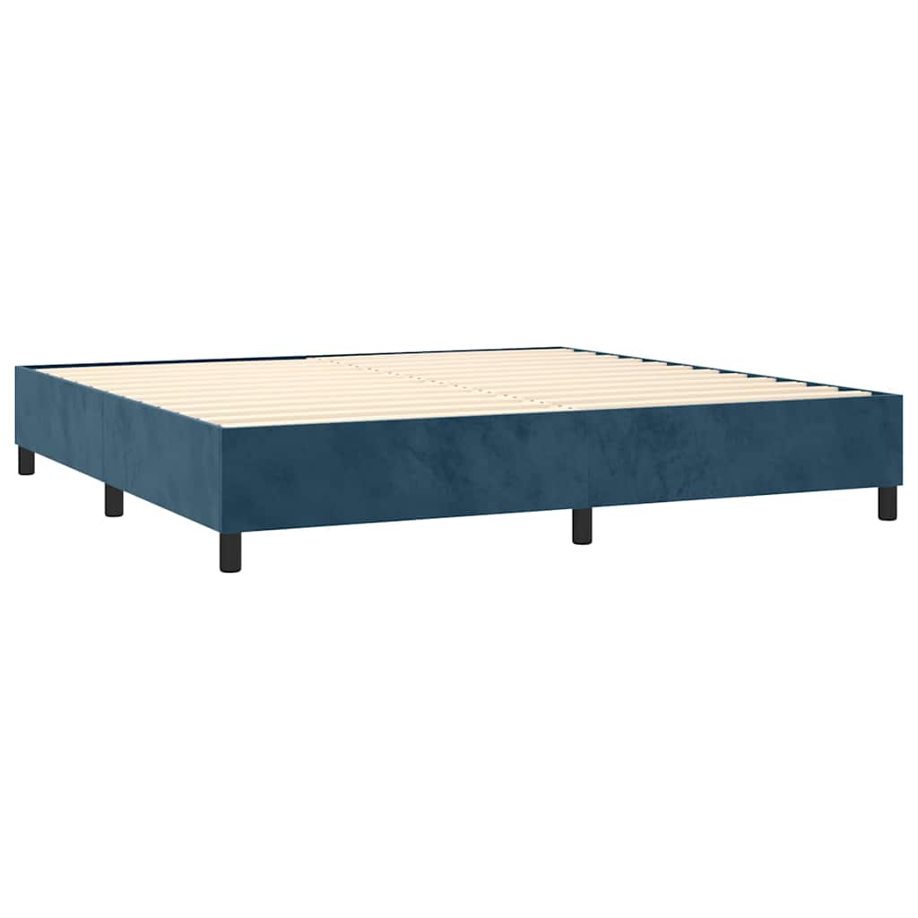 Box spring krevet s madracem tamnoplavi 90x190 cm baršunasti