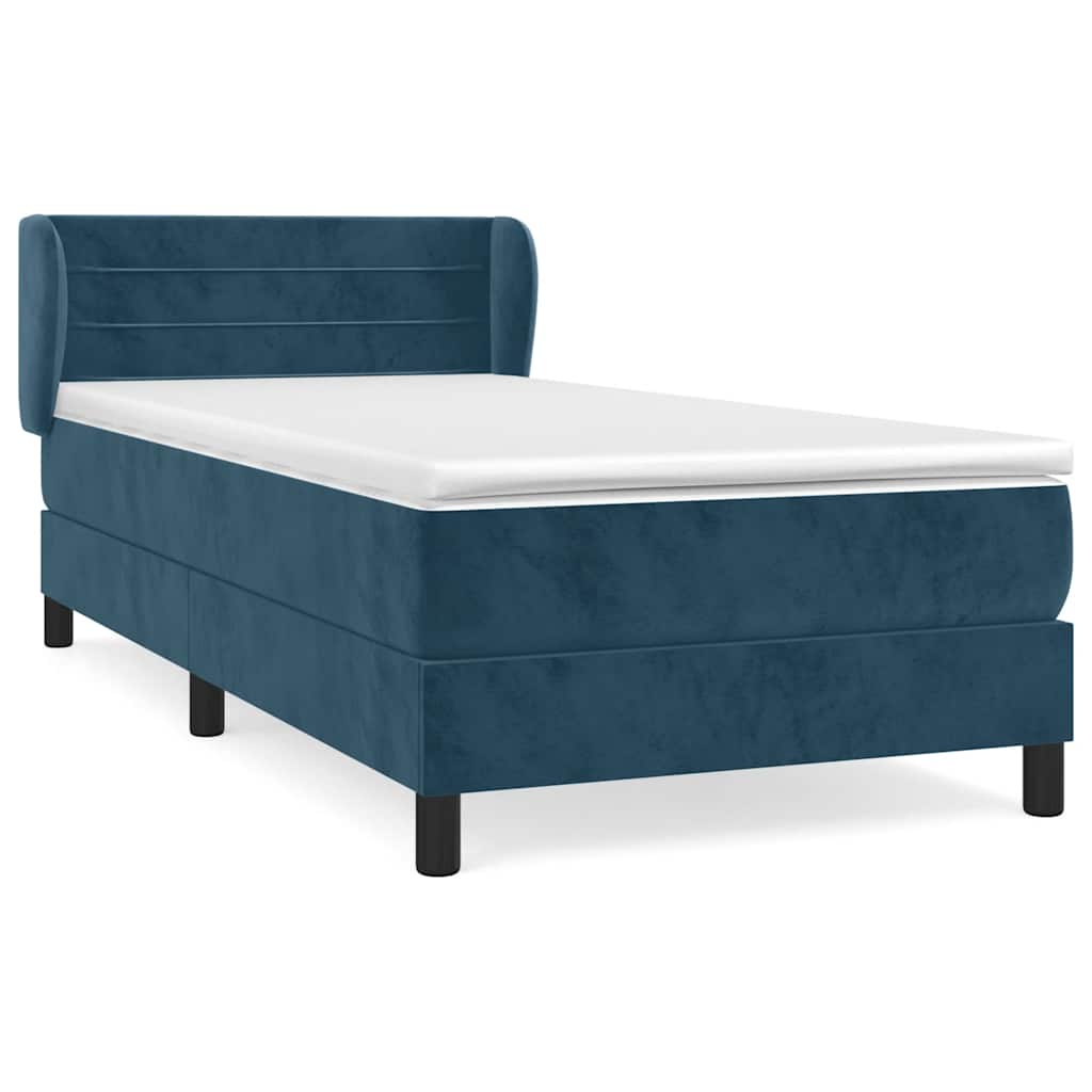 Box spring krevet s madracem tamnoplavi 90x200 cm baršunasti