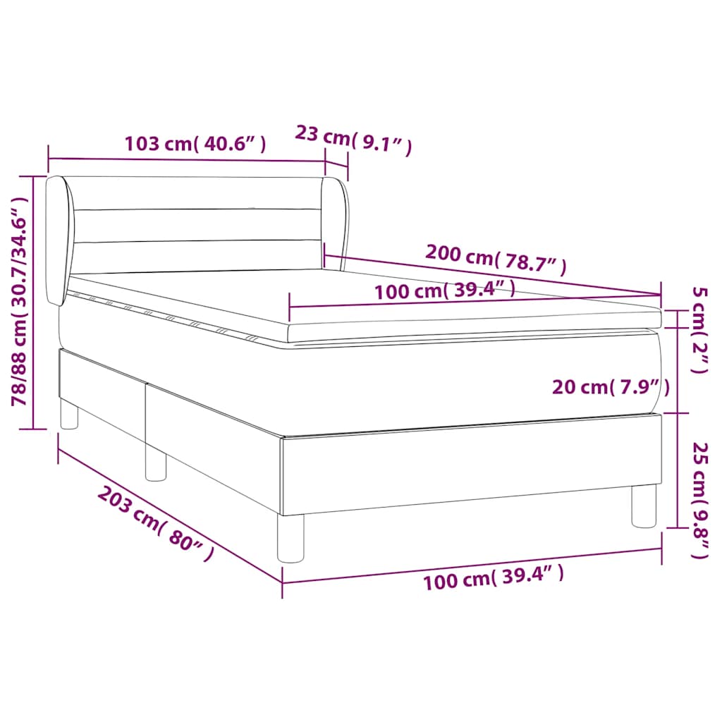 Box spring krevet s madracem crni 100x200 cm baršunasti
