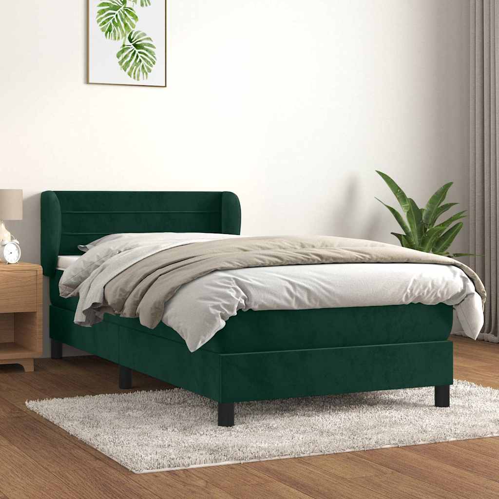 Box spring krevet s madracem tamnozeleni 100x200 cm baršunasti