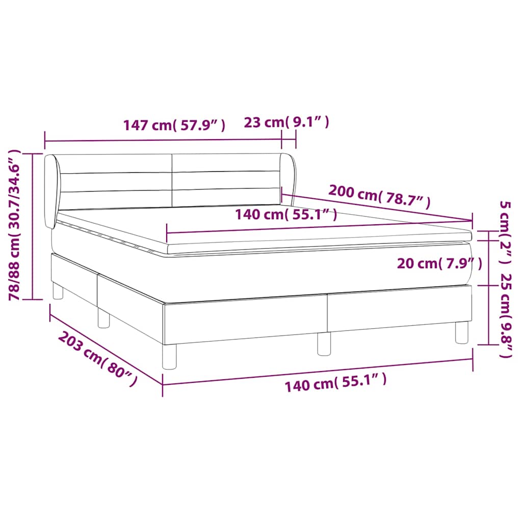 Krevet s oprugama i madracem crni 140x200 cm baršunasti