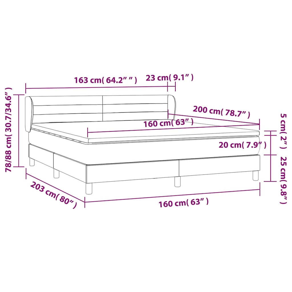 Krevet s oprugama i madracem tamnosivi 160x200 cm baršunasti