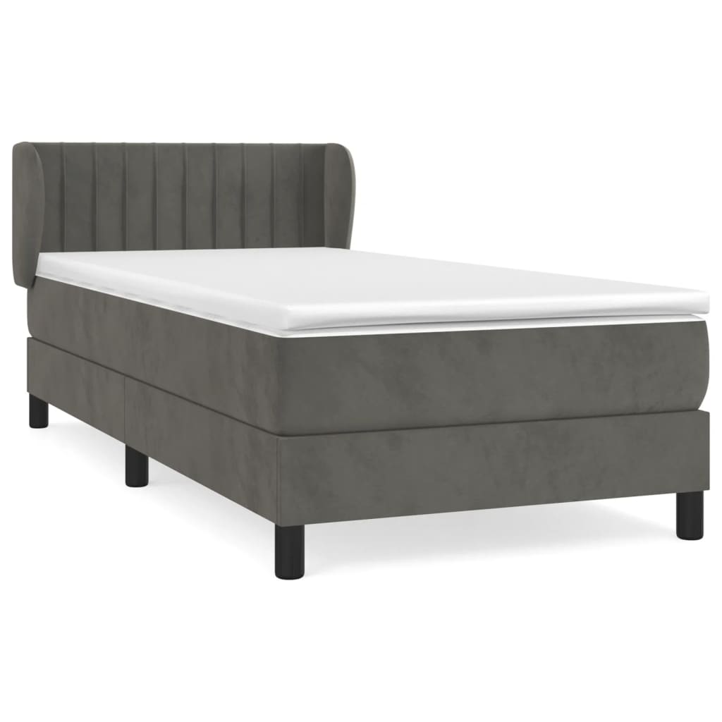Box spring krevet s madracem tamnosivi 80 x 200 cm baršunasti