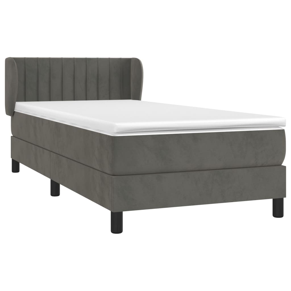 Box spring krevet s madracem tamnosivi 80 x 200 cm baršunasti