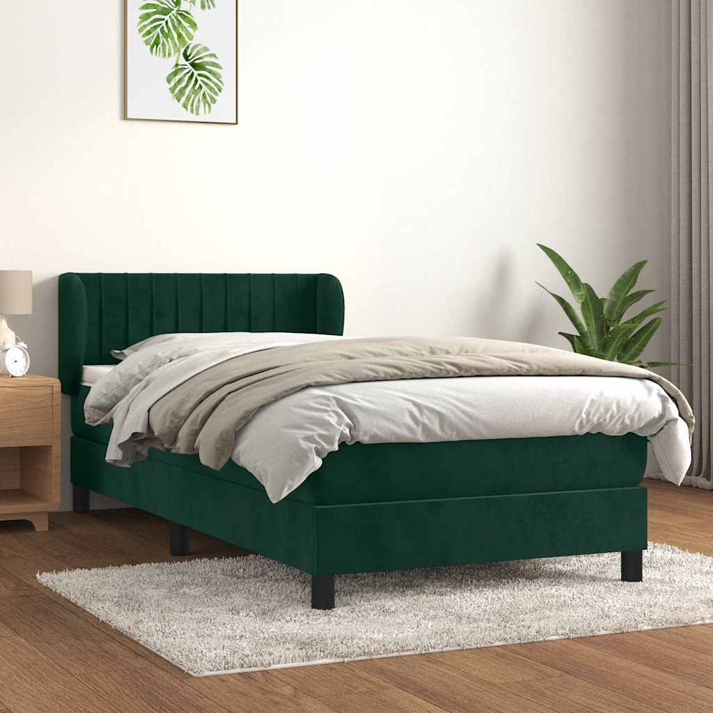 Box spring krevet s madracem tamnozeleni 80 x 200 cm baršunasti