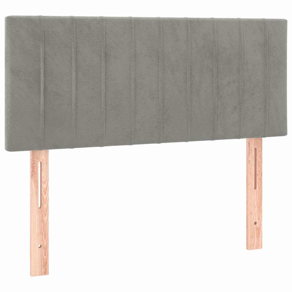Box spring krevet s madracem svjetlosivi 90x190 cm baršunasti