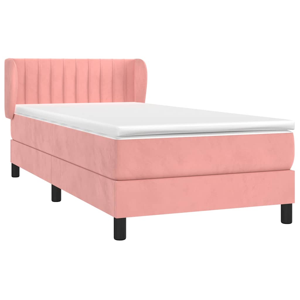 Box spring krevet s madracem ružičasti 90x190 cm baršunasti