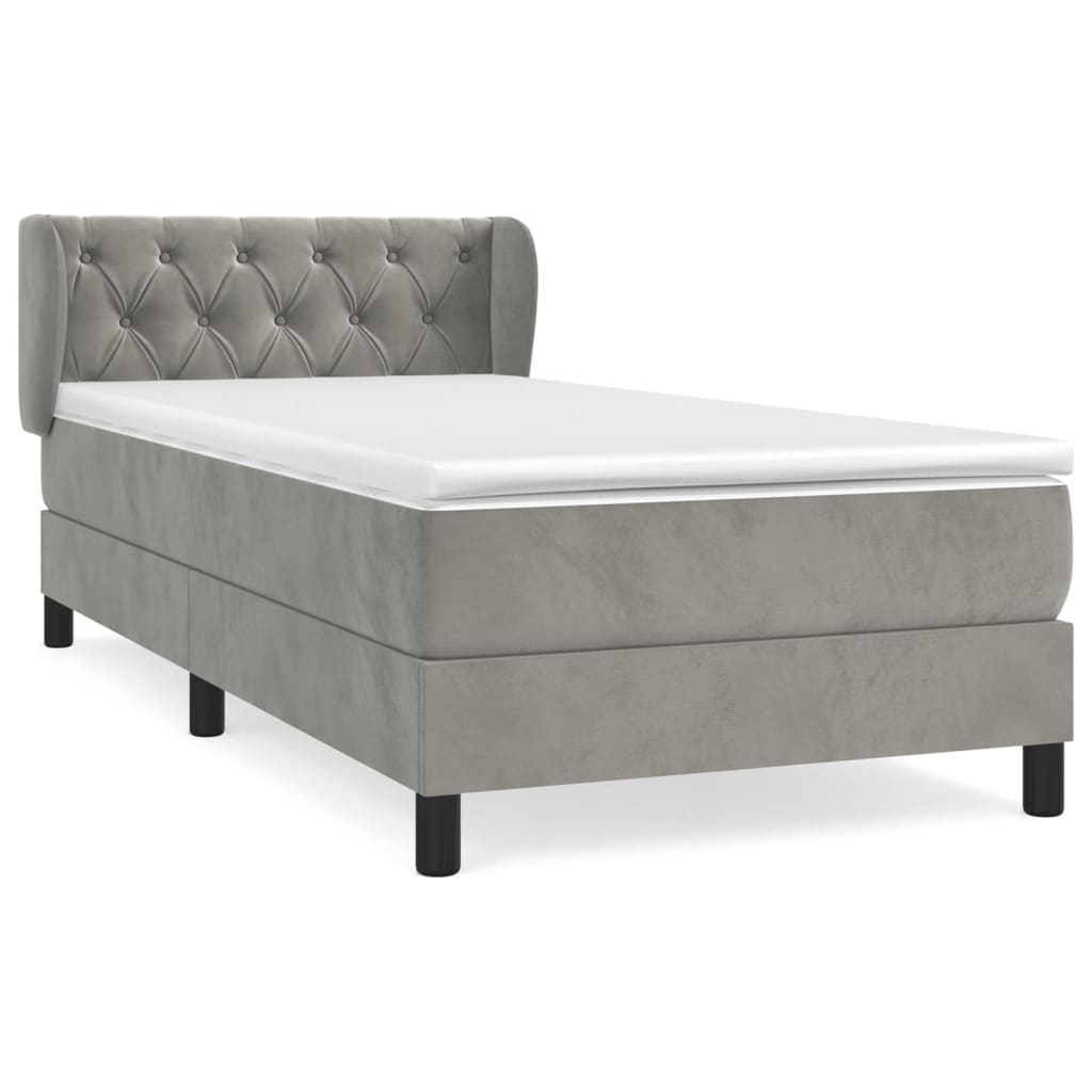 Box spring krevet s madracem svjetlosivi 80 x 200 cm baršunasti