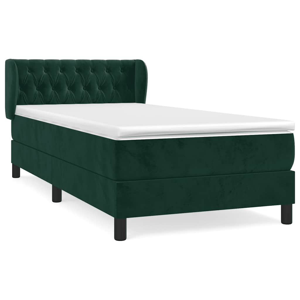 Box spring krevet s madracem tamnozeleni 90x190 cm baršunasti