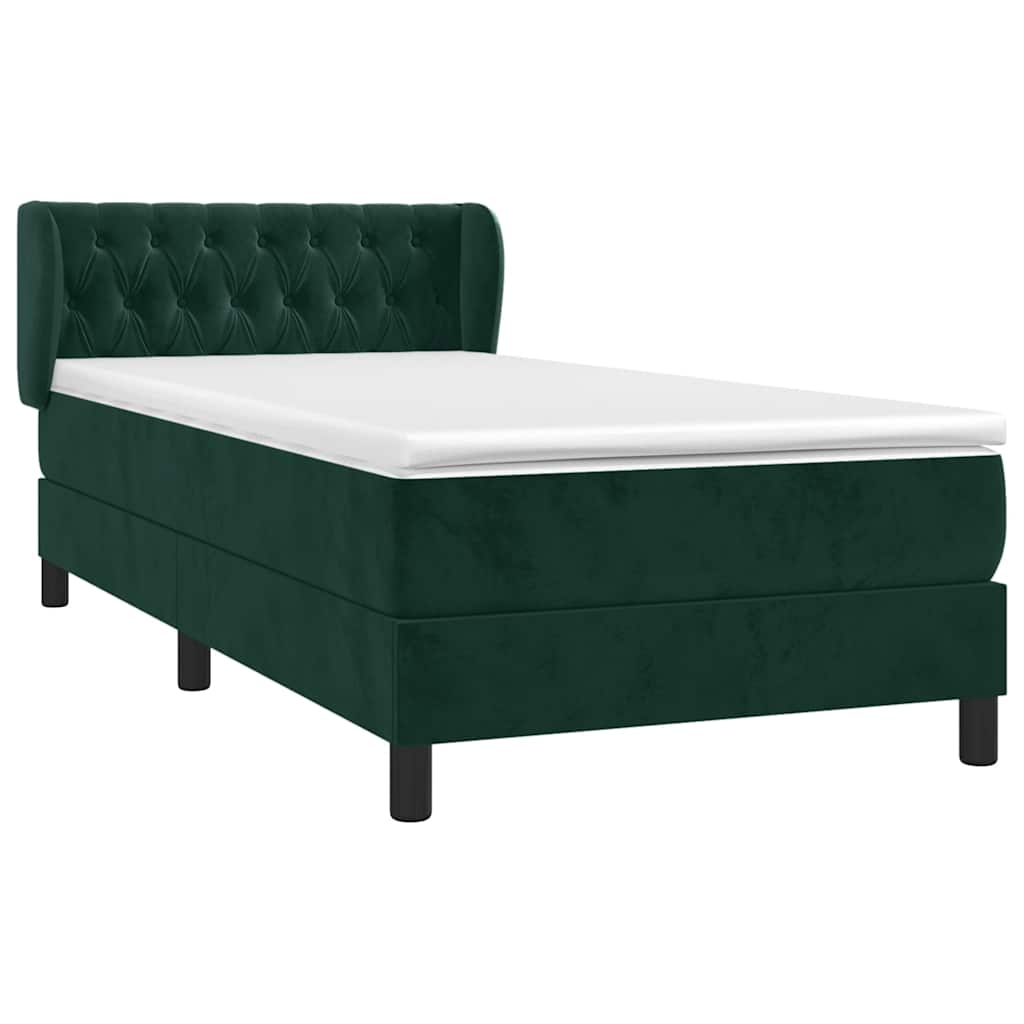 Box spring krevet s madracem tamnozeleni 90x190 cm baršunasti