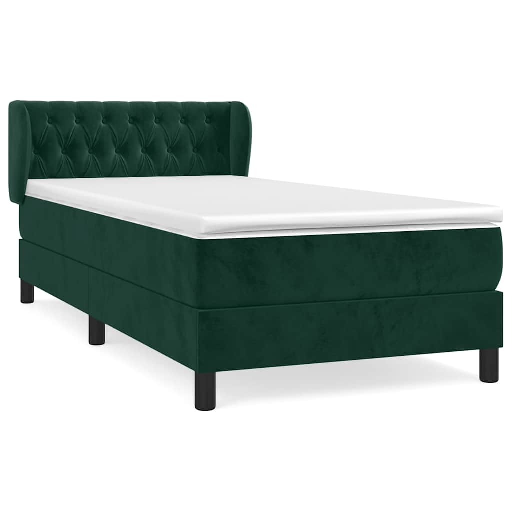 Box spring krevet s madracem tamnozeleni 100x200 cm baršunasti