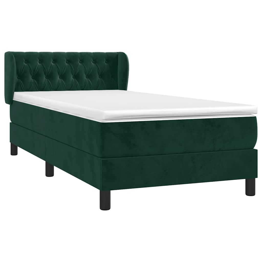 Box spring krevet s madracem tamnozeleni 100x200 cm baršunasti