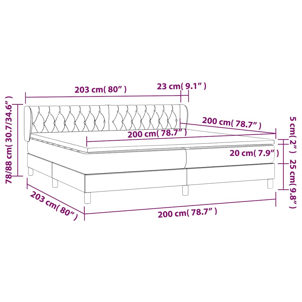 Krevet s oprugama i madracem crni 200x200 cm baršunasti