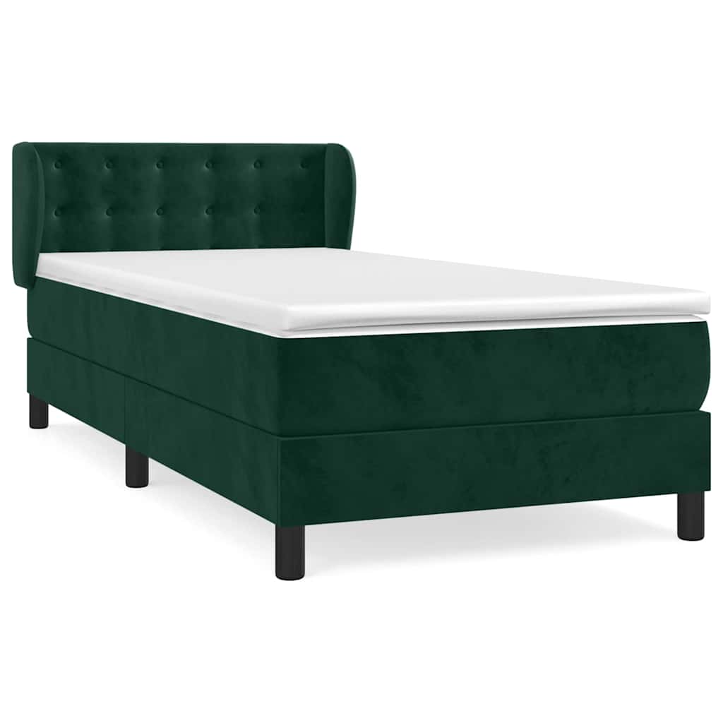 Box spring krevet s madracem tamnozeleni 80 x 200 cm baršunasti