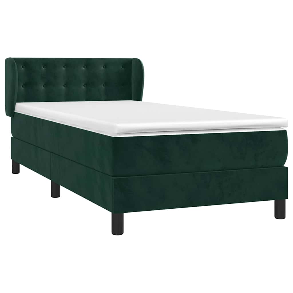Box spring krevet s madracem tamnozeleni 80 x 200 cm baršunasti