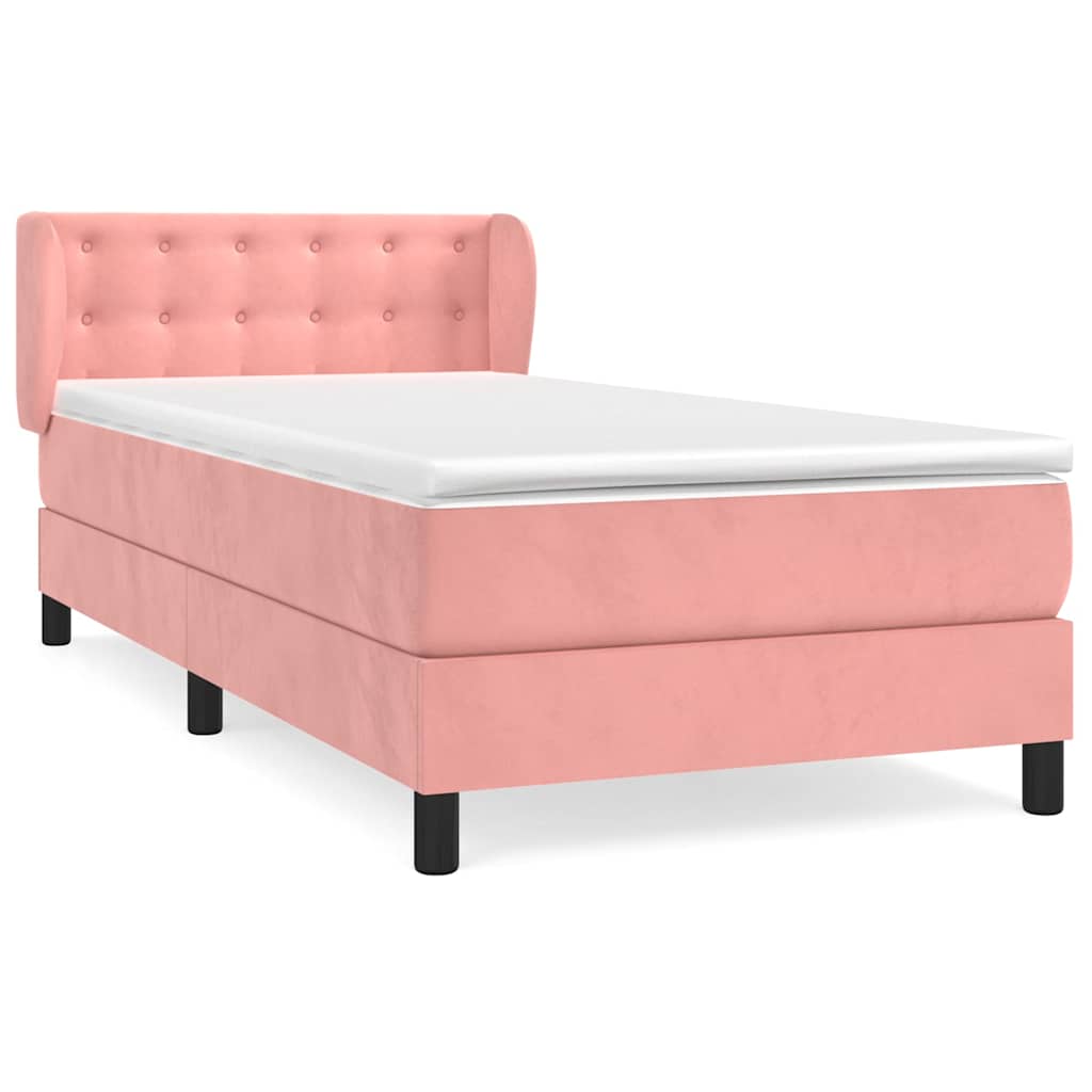 Box spring krevet s madracem ružičasti 90x200 cm baršunasti