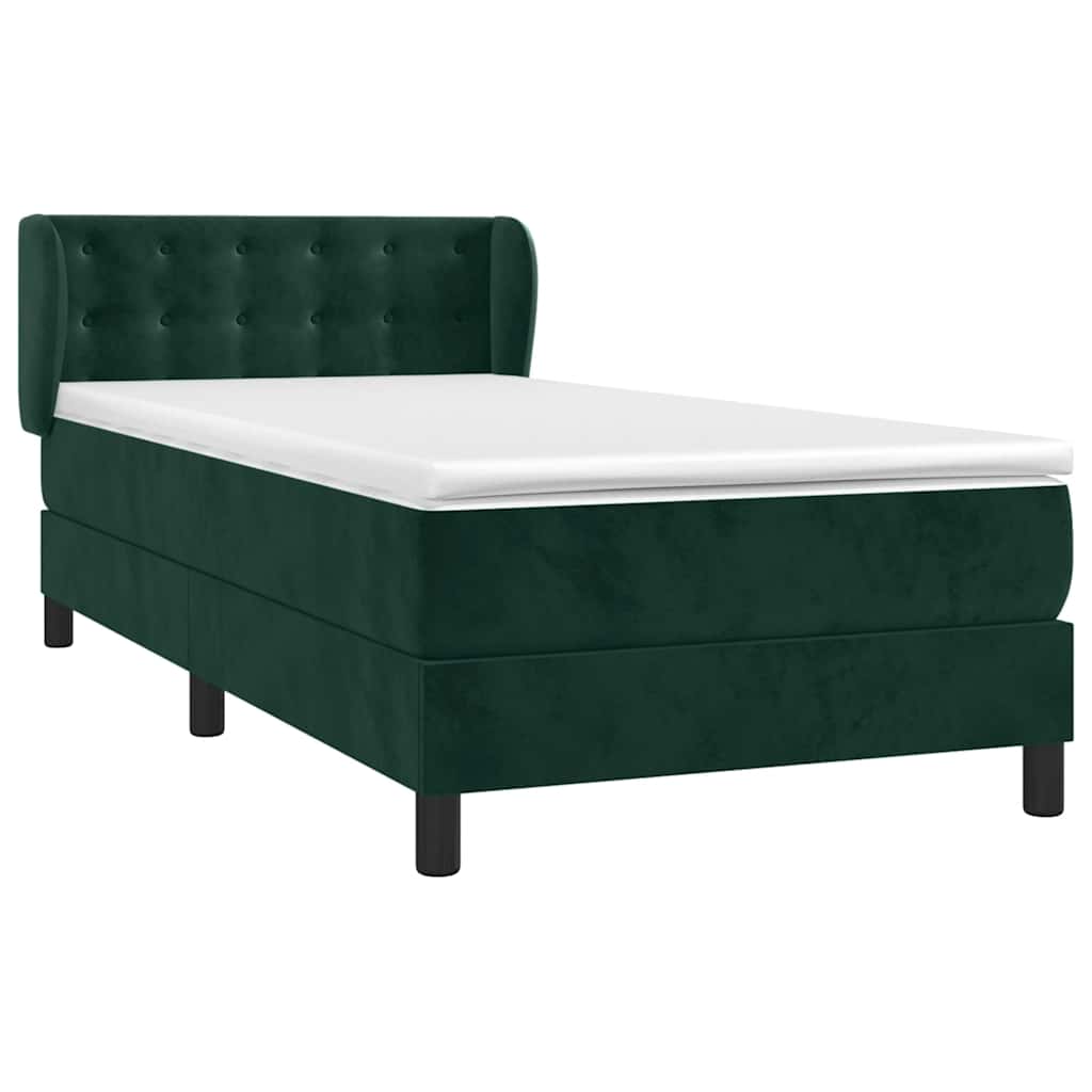 Box spring krevet s madracem tamnozeleni 100x200 cm baršunasti