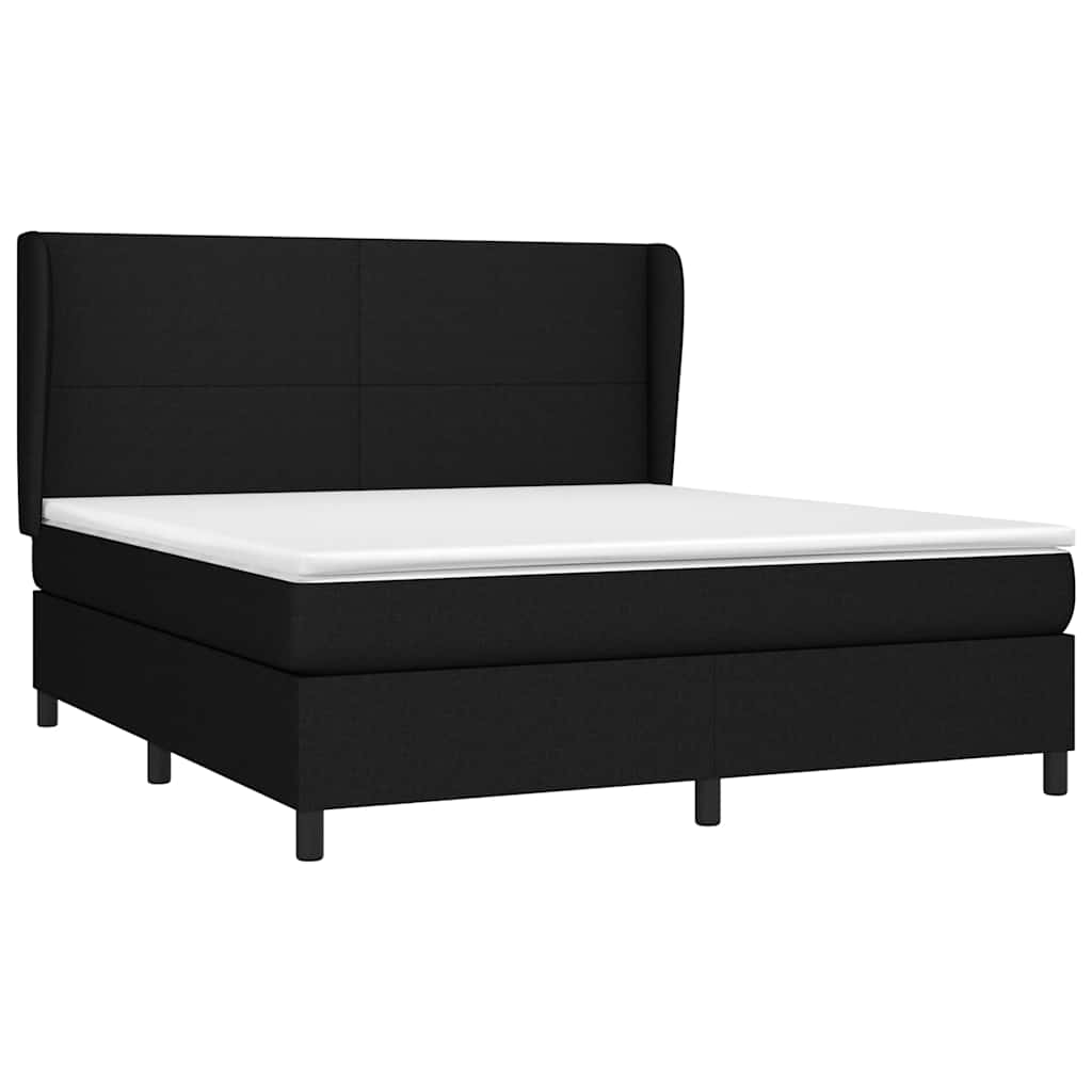 Krevet s oprugama i madracem crni 180x200 cm od tkanine