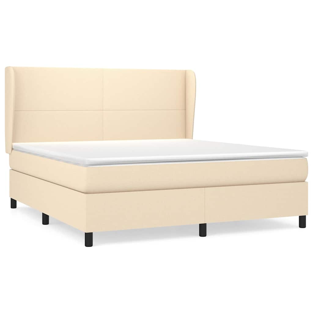Krevet s oprugama i madracem krem 180x200 cm od tkanine