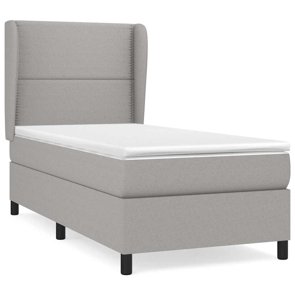 Box spring krevet s madracem svjetlosivi 90x190 cm od tkanine