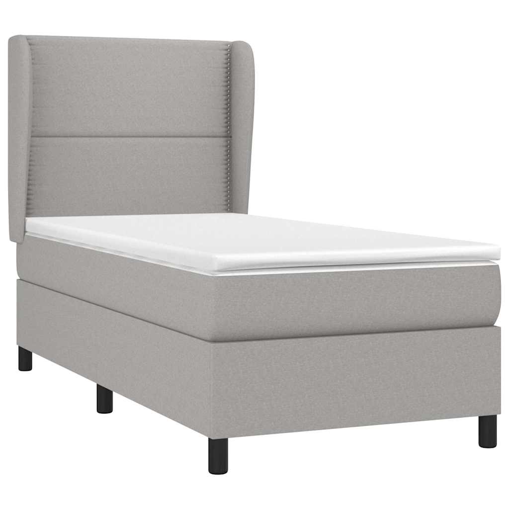 Box spring krevet s madracem svjetlosivi 90x190 cm od tkanine