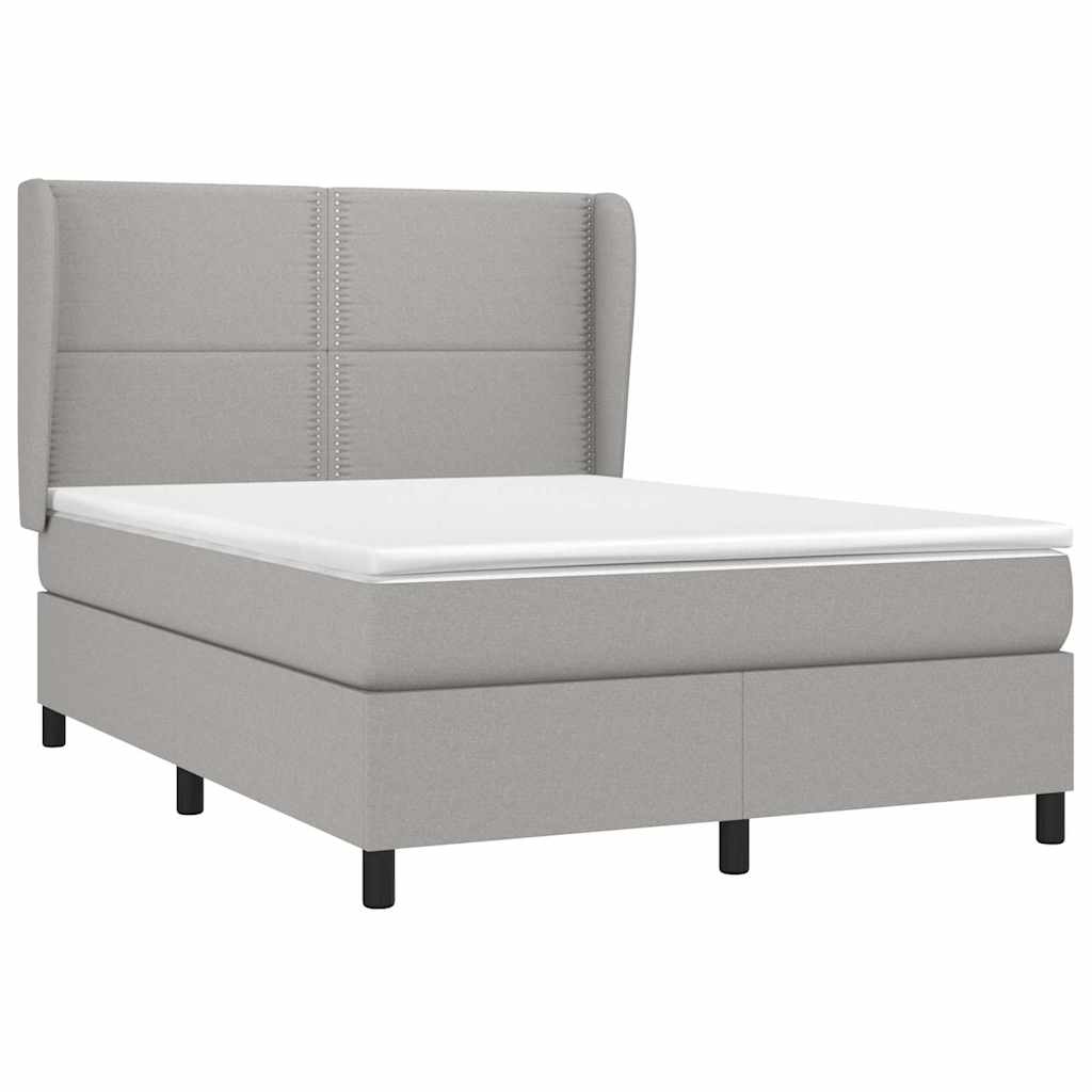 Krevet box spring s madracem svjetlosivi 140x200 cm od tkanine