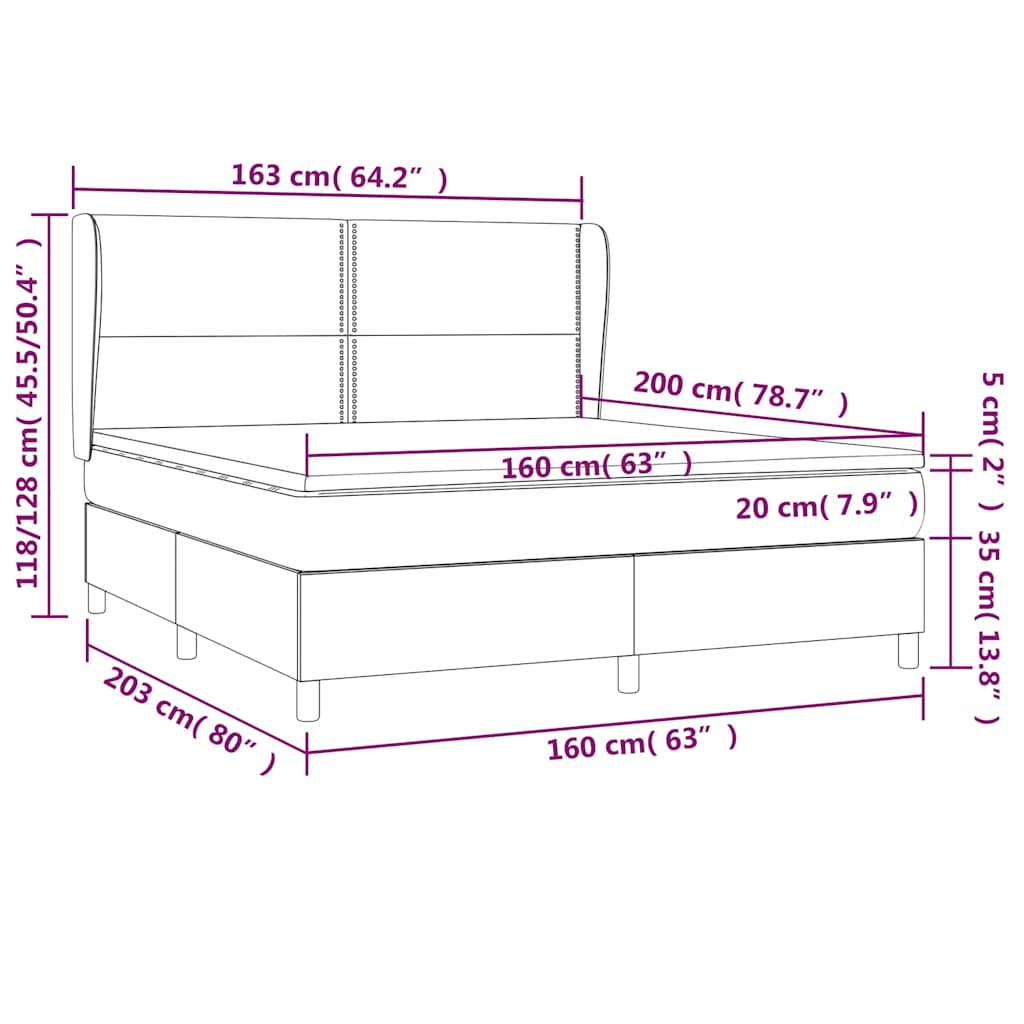 Krevet s oprugama i madracem crni 160x200 cm od tkanine