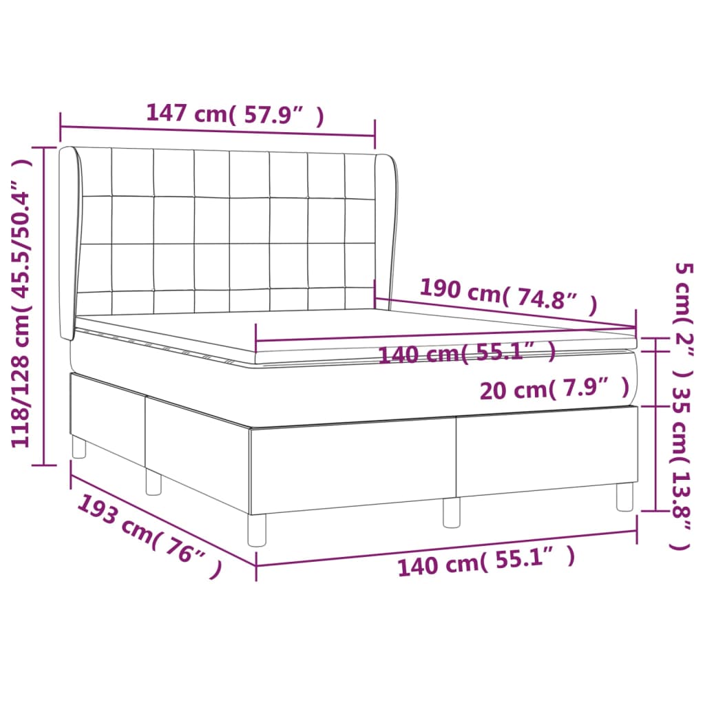 Krevet s oprugama i madracem plavi 140 x 190 cm od tkanine
