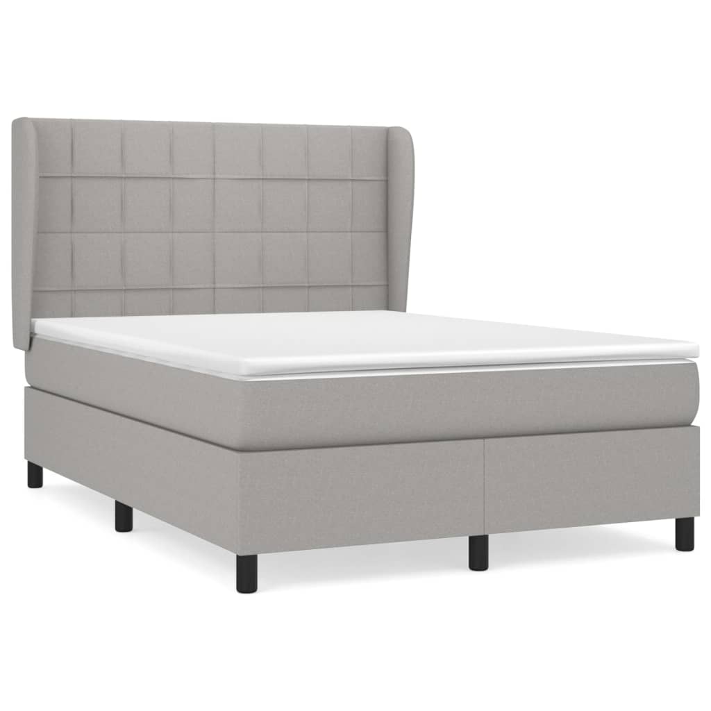Krevet box spring s madracem svjetlosivi 140x200 cm od tkanine