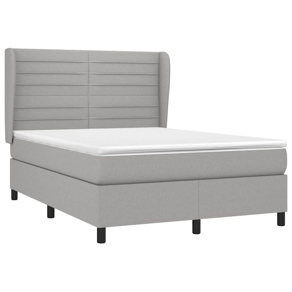 Krevet box spring s madracem svjetlosivi 140x200 cm od tkanine