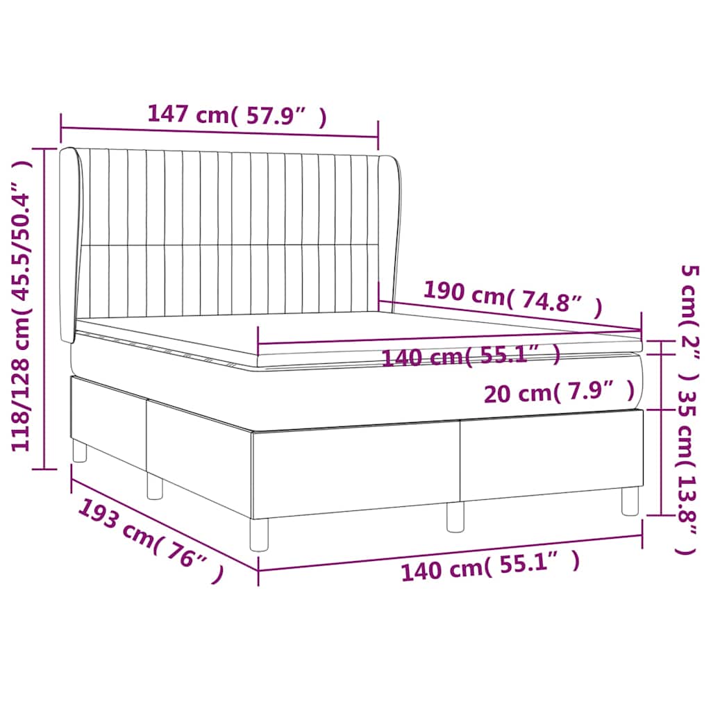 Krevet s oprugama i madracem plavi 140 x 190 cm od tkanine