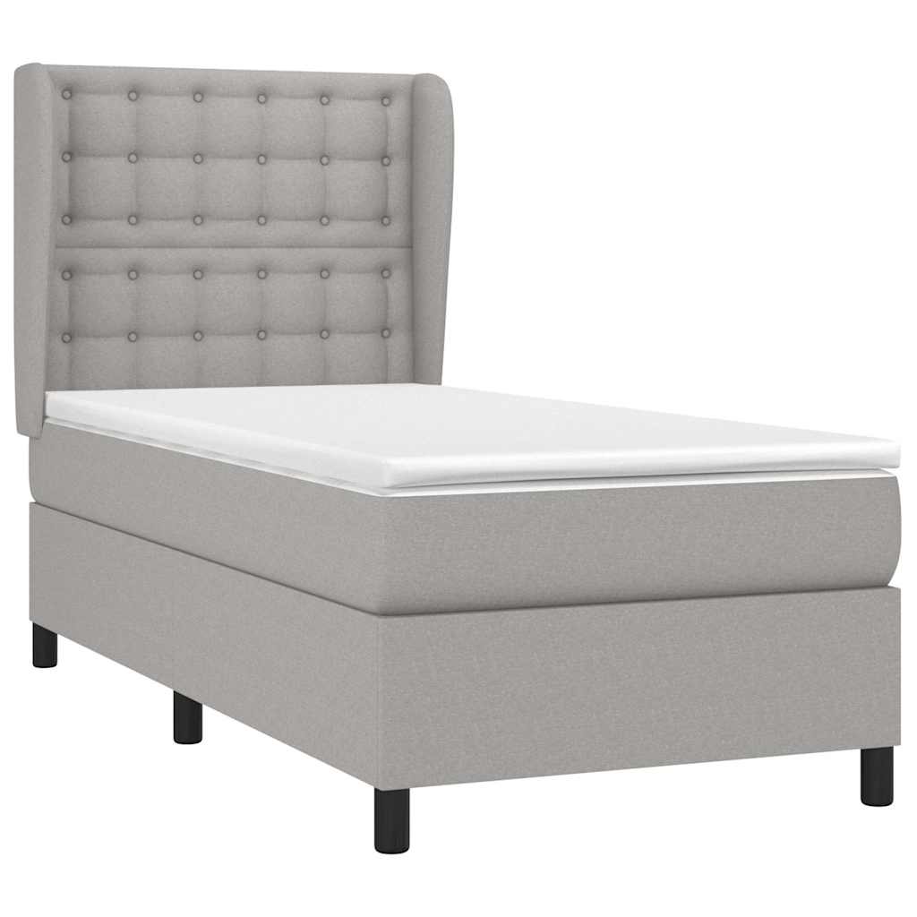 Box spring krevet s madracem svjetlosivi 90x190 cm od tkanine