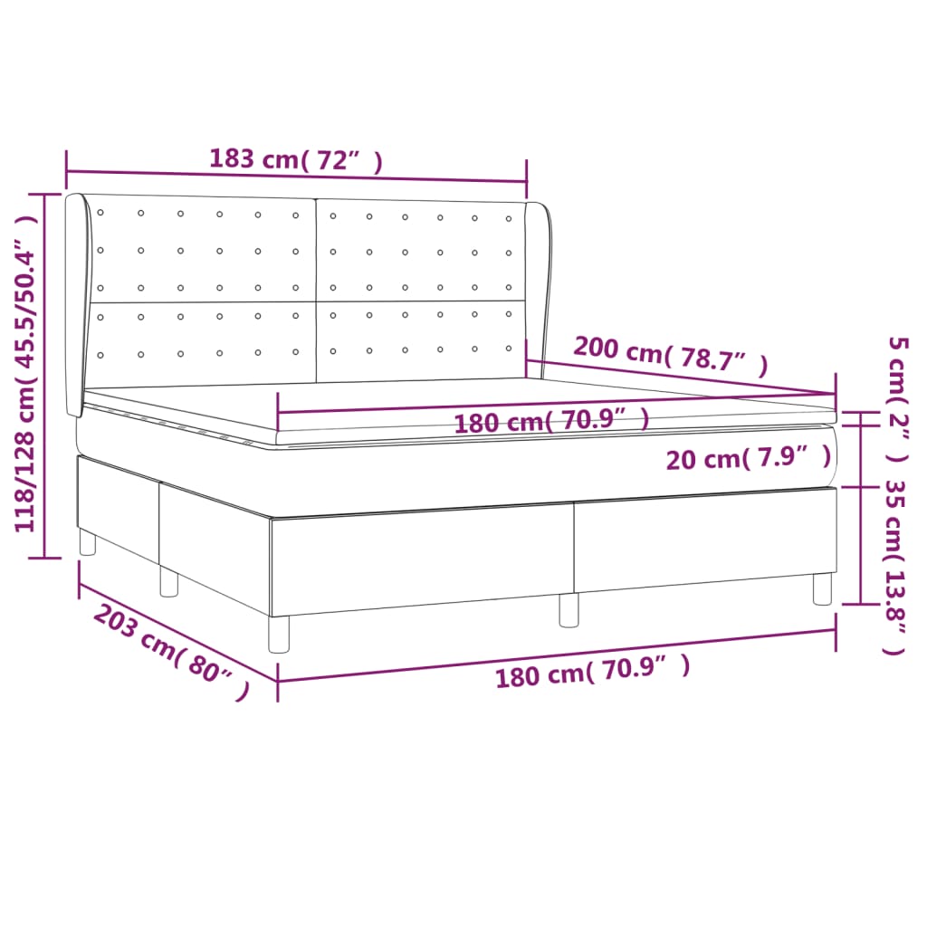 Krevet s oprugama i madracem krem 180x200 cm od tkanine