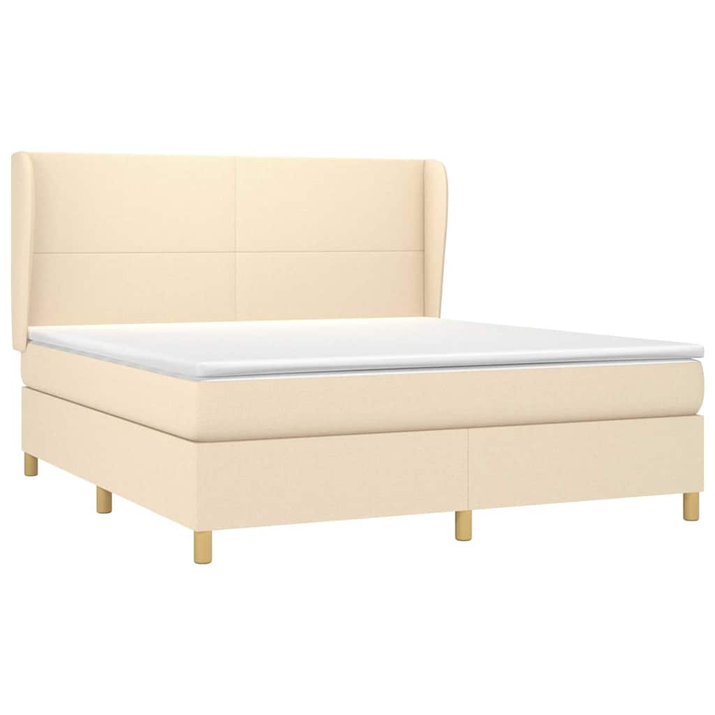 Krevet s oprugama i madracem krem 180x200 cm od tkanine
