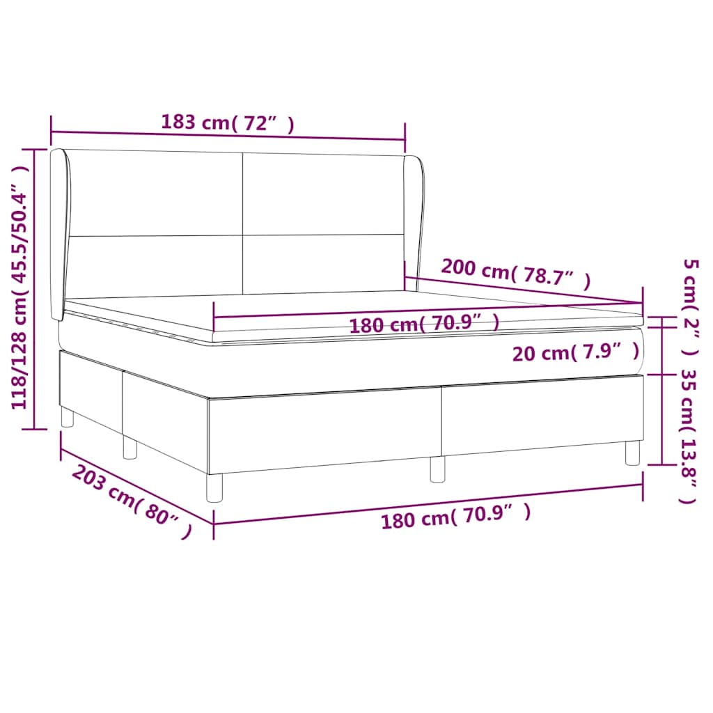 Krevet s oprugama i madracem krem 180x200 cm od tkanine