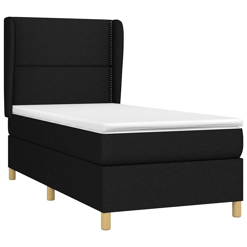 Box spring krevet s madracem crni 90x190 cm od tkanine