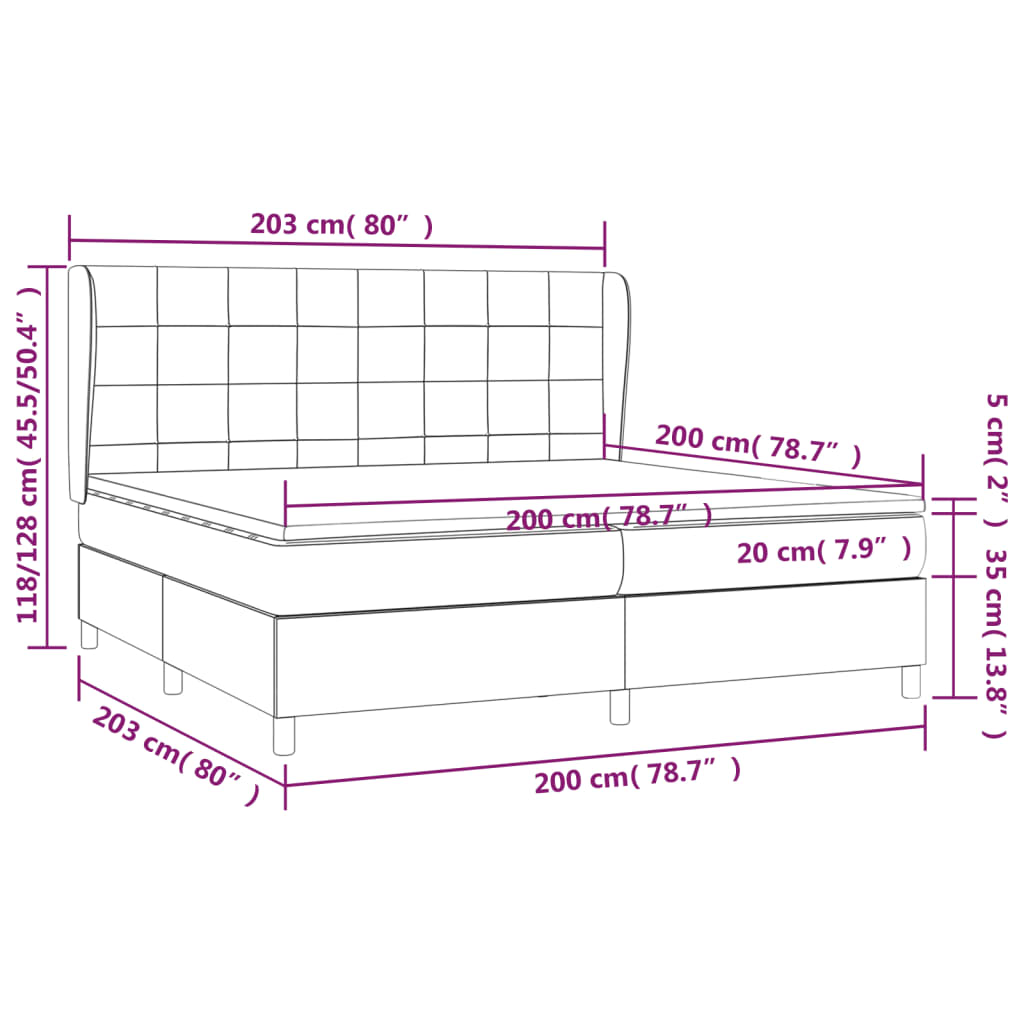 Krevet s oprugama i madracem plavi 200 x 200 cm od tkanine