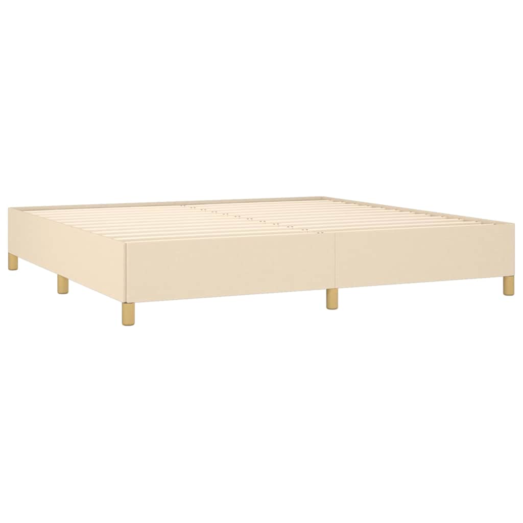 Krevet s oprugama i madracem krem 200 x 200 cm od tkanine