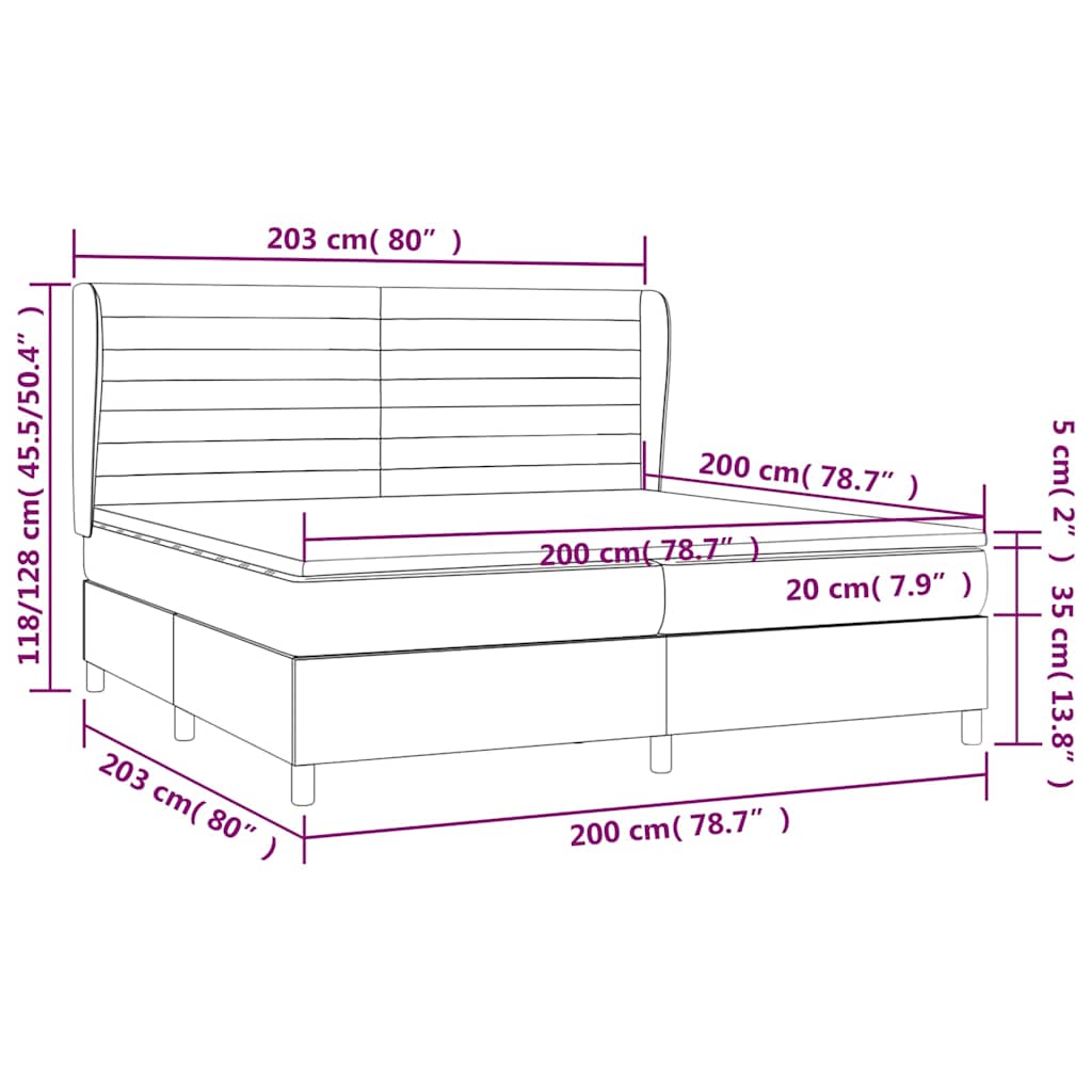 Krevet s oprugama i madracem krem 200 x 200 cm od tkanine
