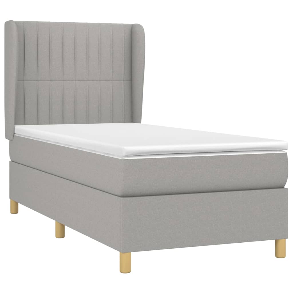Box spring krevet s madracem svjetlosivi 90x190 cm od tkanine