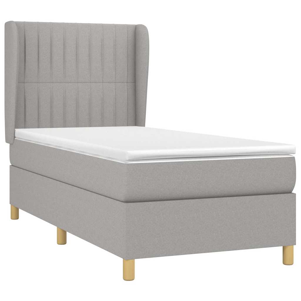 Box spring krevet s madracem svjetlosivi 90x190 cm od tkanine