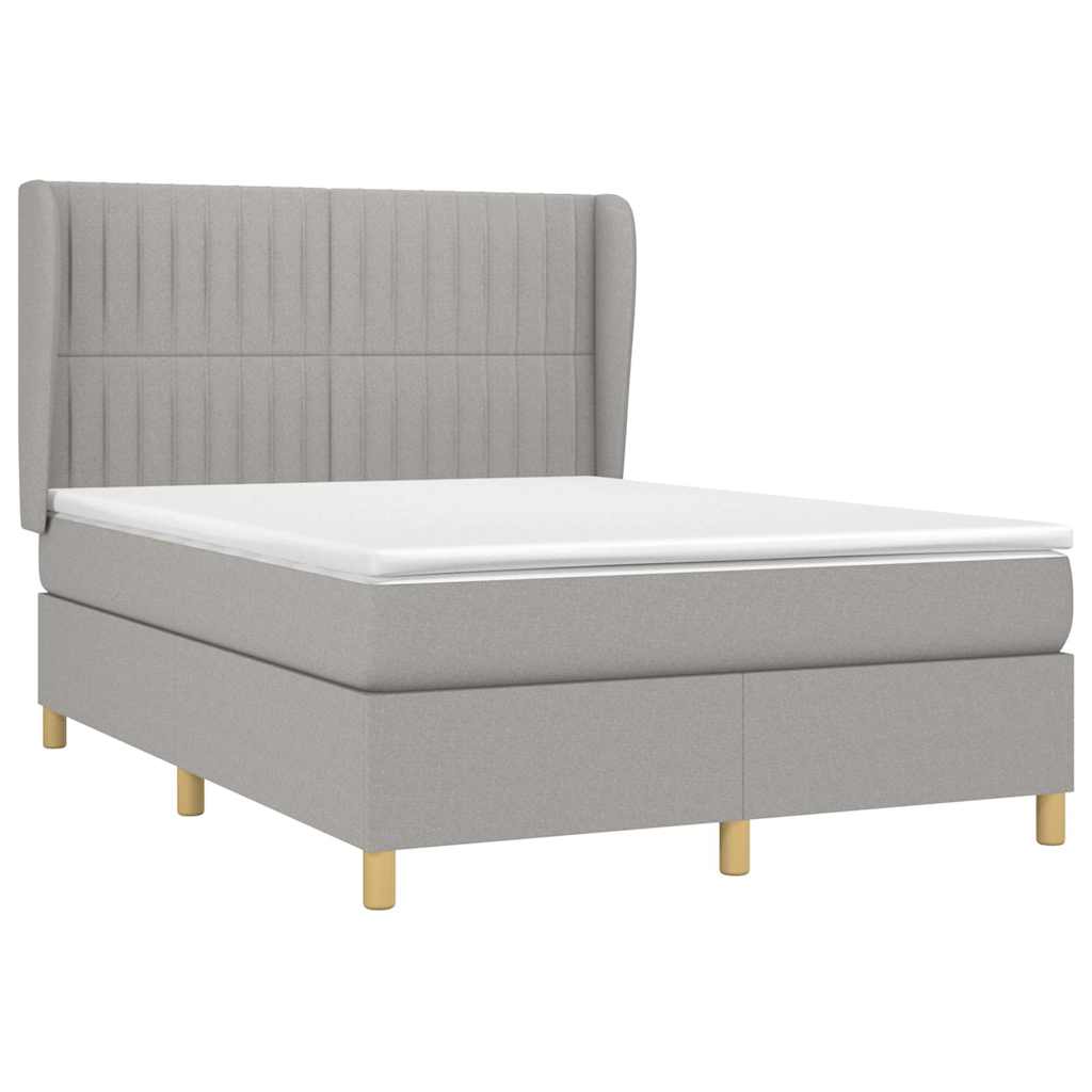 Krevet box spring s madracem svjetlosivi 140x200 cm od tkanine