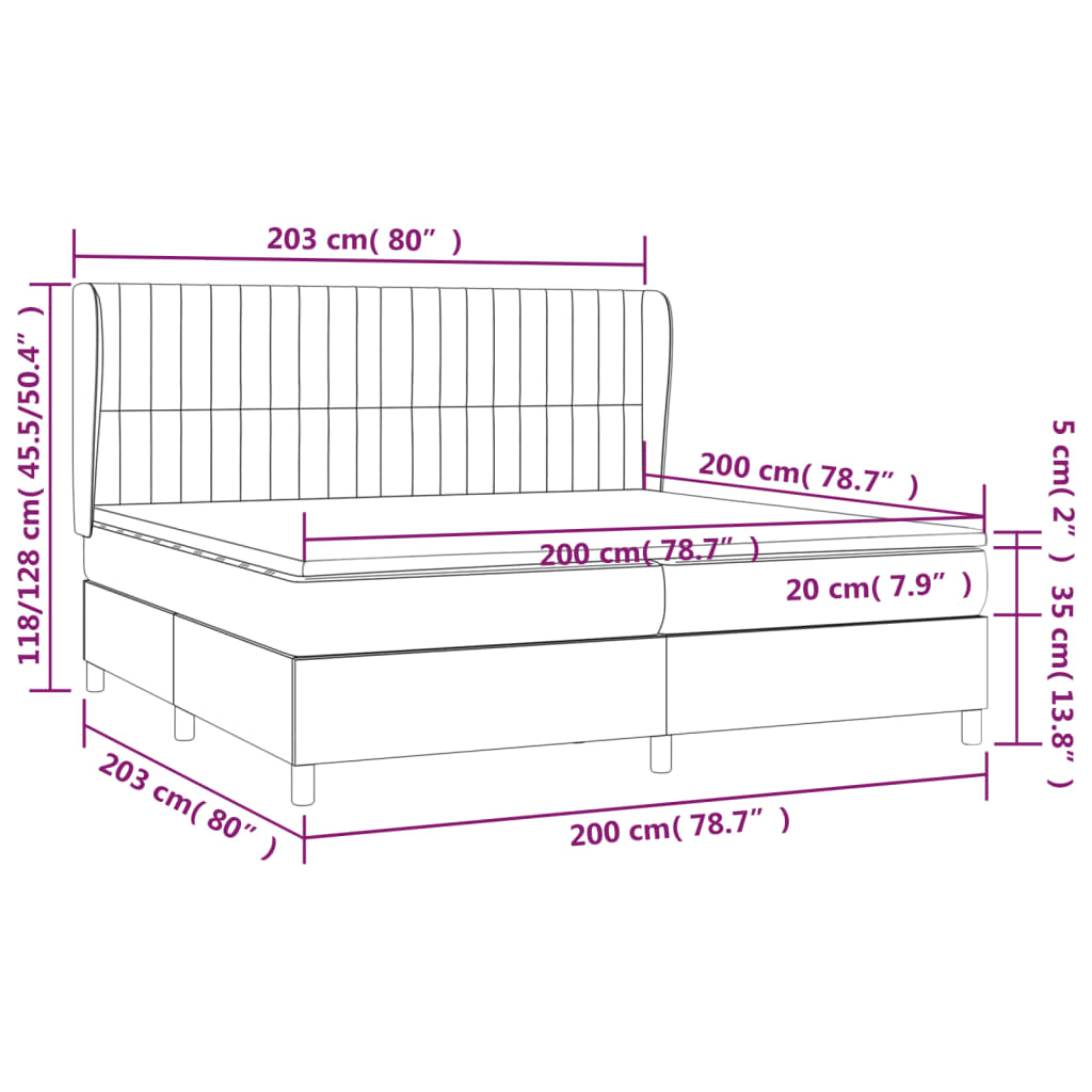Krevet s oprugama i madracem svjetlosivi 200 x 200cm od tkanine